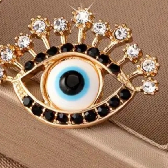 Evil Eye Goldtone & Rhinestone - Picture 3 of 5